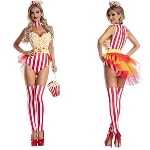 Party King Popcorn Babe Adult Costume Halloween Size Medium FLAWED